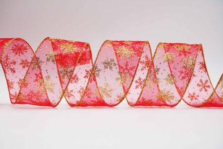 Glitter Snowflakes Wired Ribbon_KF6936G-7G_red